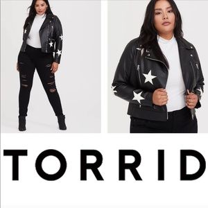 Torrid leather star moto jacket